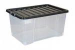 50 Litre Plastic Storage Boxes with Black Lids